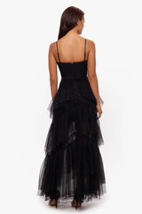 Jasmine Long Spaghetti Strap Mesh Corset Gown | Dress In Beauty