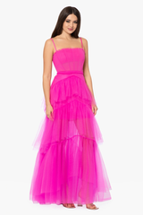 Jasmine Long Spaghetti Strap Mesh Corset Gown | Dress In Beauty