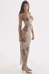 Cream Floral Print Maxi Dress | Dress In Beauty