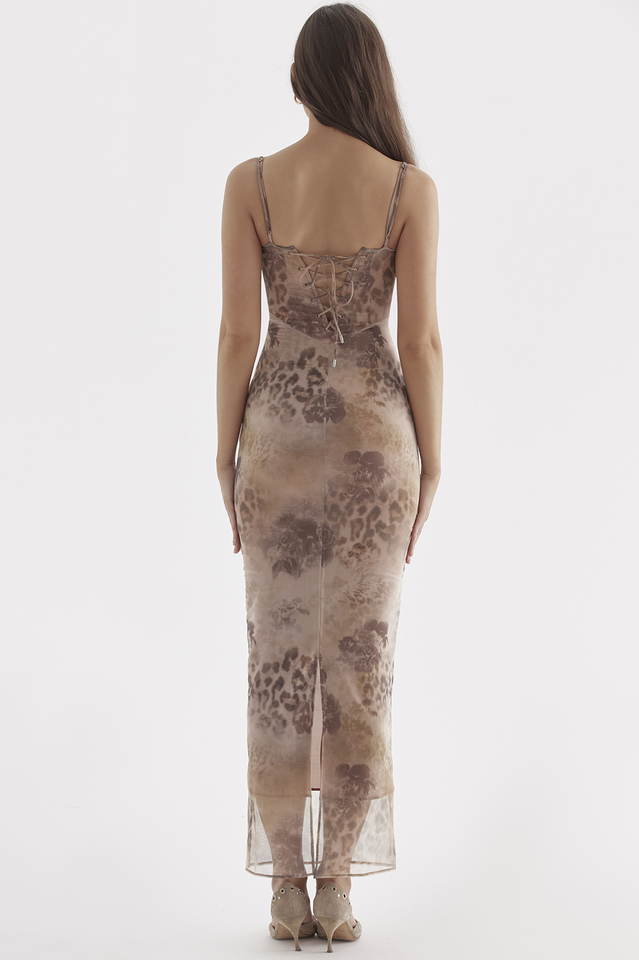 Cream Floral Print Maxi Dress | Dress In Beauty