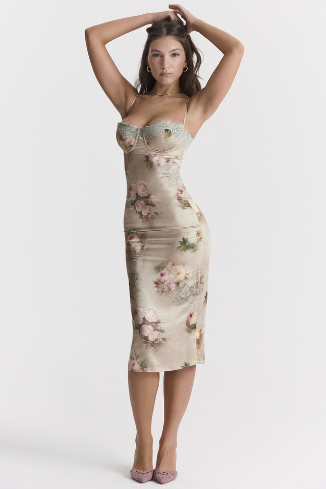 Venus Vintage Floral Midi Dress Dress In Beauty