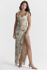 Una Vintage Floral Corset + Maxi Skirt Set - XS / Floral