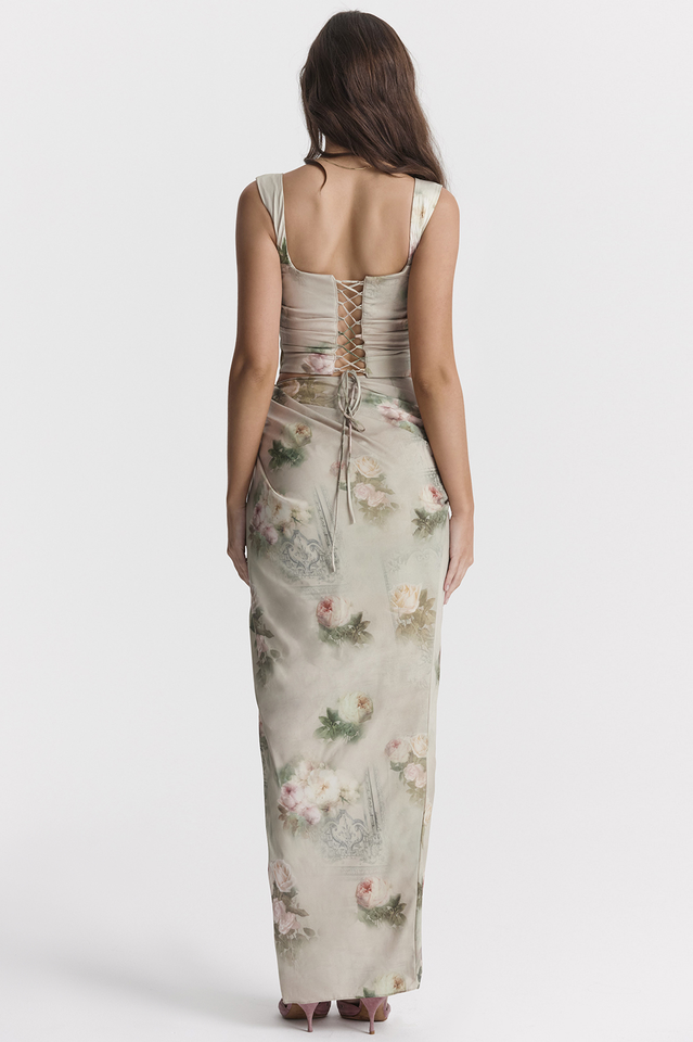 Una Vintage Floral Corset + Maxi Skirt Set | Dress In Beauty
