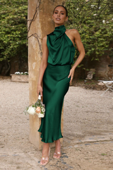 Halter Sleeveless Satin Bridesmaid Dress | Dress In Beauty