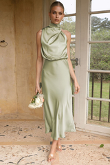 Halter Sleeveless Satin Bridesmaid Dress | Dress In Beauty