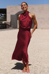 Halter Sleeveless Satin Bridesmaid Dress | Dress In Beauty