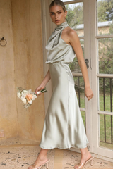 Halter Sleeveless Satin Bridesmaid Dress | Dress In Beauty