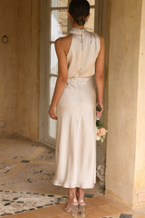 Halter Sleeveless Satin Bridesmaid Dress | Dress In Beauty